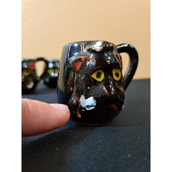 Vintage Poodle Head /Terriers Hand-Painted Ceramic Mini Cups - Picture 10 of 12